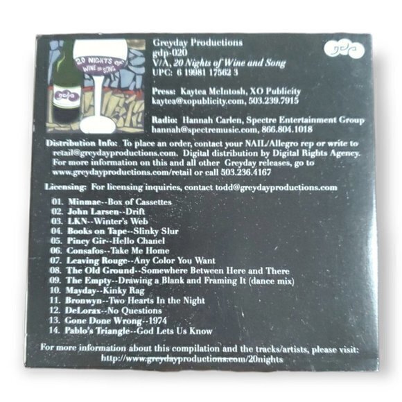 20 Nights Of‎ Wine And Song [2005 Promotional CD] - Picture 2 of 3